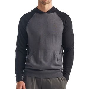ICEBREAKER Merino Wool Gray Black Cool-Lite Utility Explore Hooded Sweater